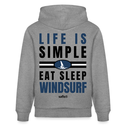 -eat sleep windsurf- Unisex Bio-Hoodie CRUISER - Hellgrau marmoriert