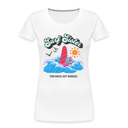 Frauen Premium Bio T-Shirt -surf sister- - Weiß