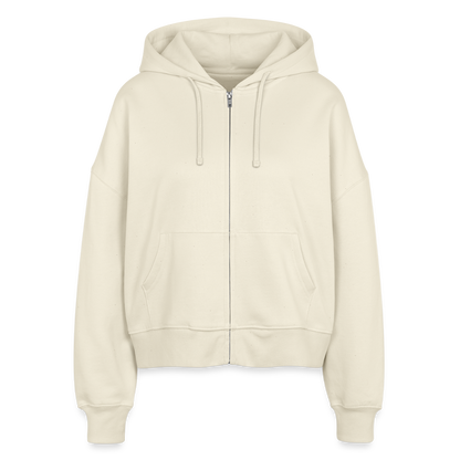Boxy Frauen Bio Zip Hoodie -summer beach- - Weißgrau