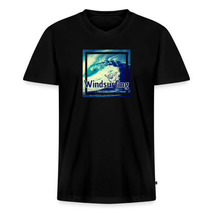 Männer Bio-T-Shirt mit V-Ausschnitt -positive vibes- - Schwarz