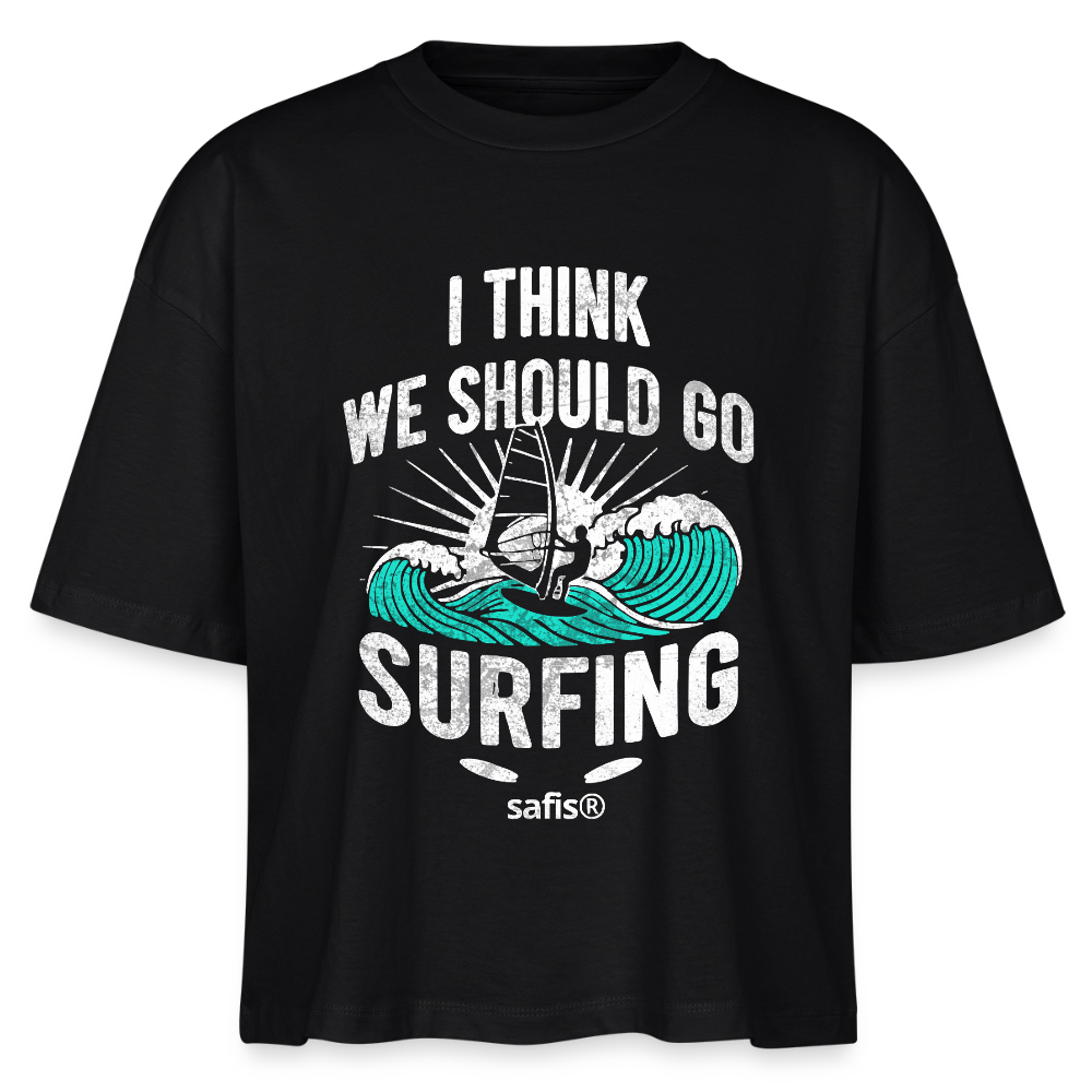 Windsurf Shirt Frauen Boxy Bio-T-Shirt Nova -surfing- - Schwarz safis®