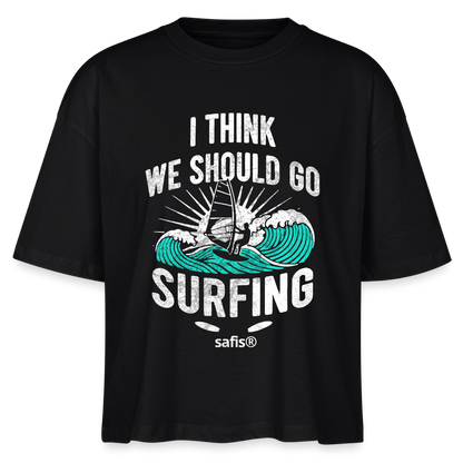 Windsurf Shirt Frauen Boxy Bio-T-Shirt Nova -surfing- - Schwarz safis®