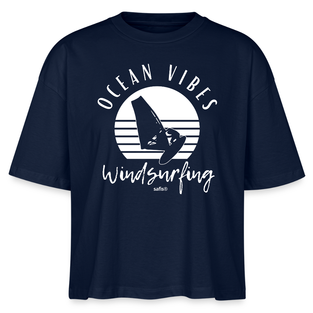 Frauen Boxy Bio-T-Shirt Nova -ocean vibes sunset- - Navy