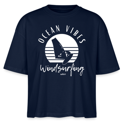 Frauen Boxy Bio-T-Shirt Nova -ocean vibes sunset- - Navy