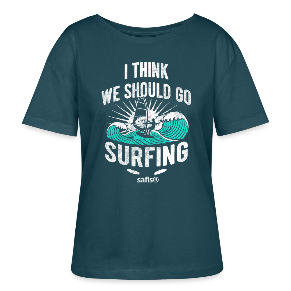 Windsurfing Relaxed Rundhals Frauen Bio-T-Shirt SERENA -surfing- - Dunkles Petrol safis®