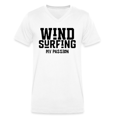 Männer Bio-T-Shirt mit V-Ausschnitt -my passion- - Weiß