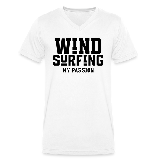 Männer Bio-T-Shirt mit V-Ausschnitt -my passion- - Weiß