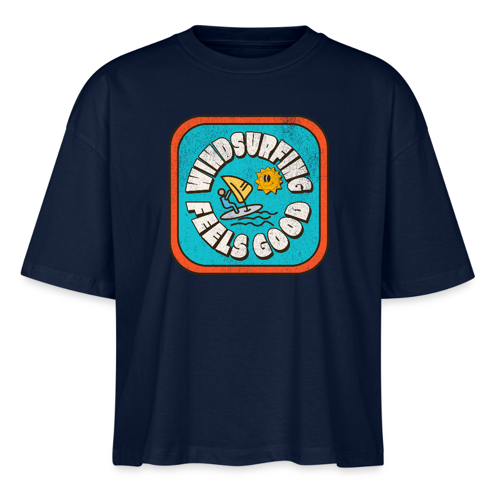 Frauen Boxy Bio-T-Shirt -feeld good- - Navy