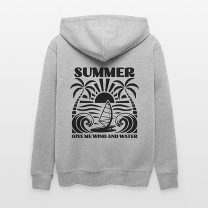 Geschenke Für Herren -  Bio-Kapuzenjacke -give me wind and water - Grau meliert