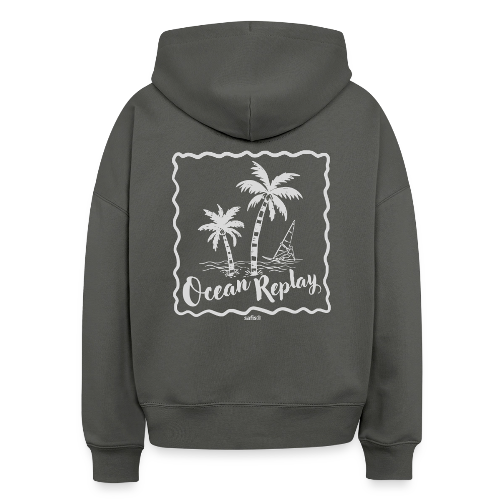 safis® Windsurfer Frauen Bio Hoodie Nora -ocean replay- - Anthrazit