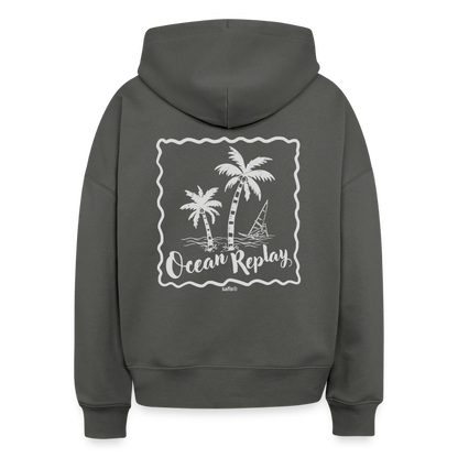 safis® Windsurfer Frauen Bio Hoodie Nora -ocean replay- - Anthrazit