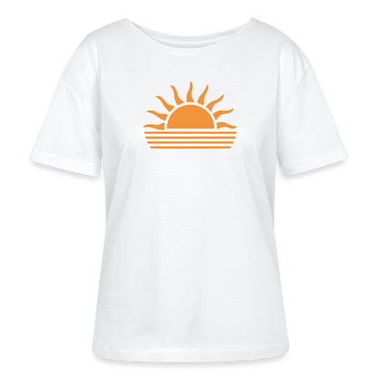 Relaxed Rundhals Frauen Bio-T-Shirt -sunset- - Weiß