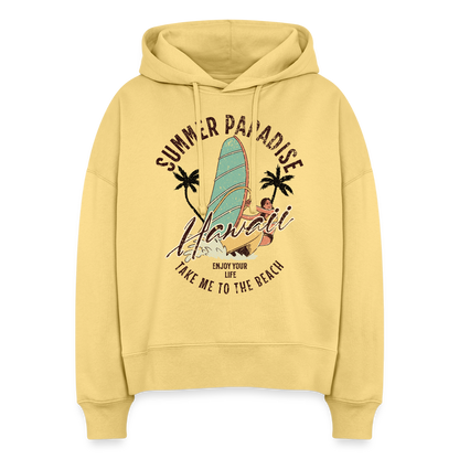 Boxy Frauen Bio Hoodie -enjoy life- - Hellgelb