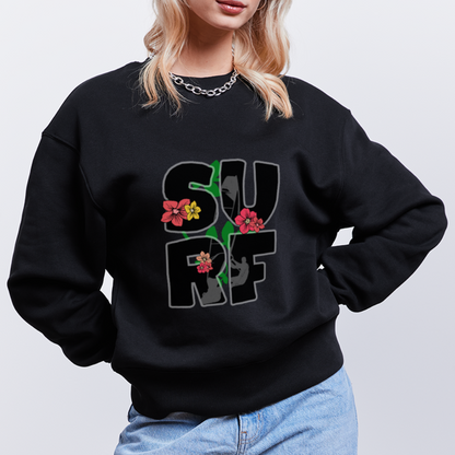 Unisex Oversize Bio Pullover -surf girl- - Schwarz