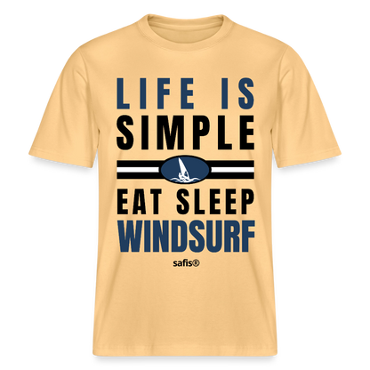 Surfshirt Männer safis -eat sleep windsurf- Relaxed Fit Unisex Bio-T-Shirt - Hellgelb