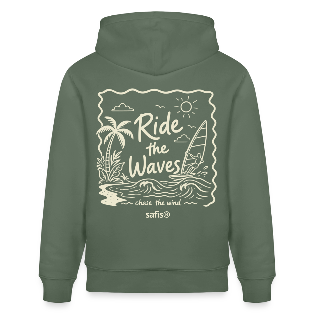 safis Windsurfer Hoodie Männer  -ride the waves- - Tanngrün