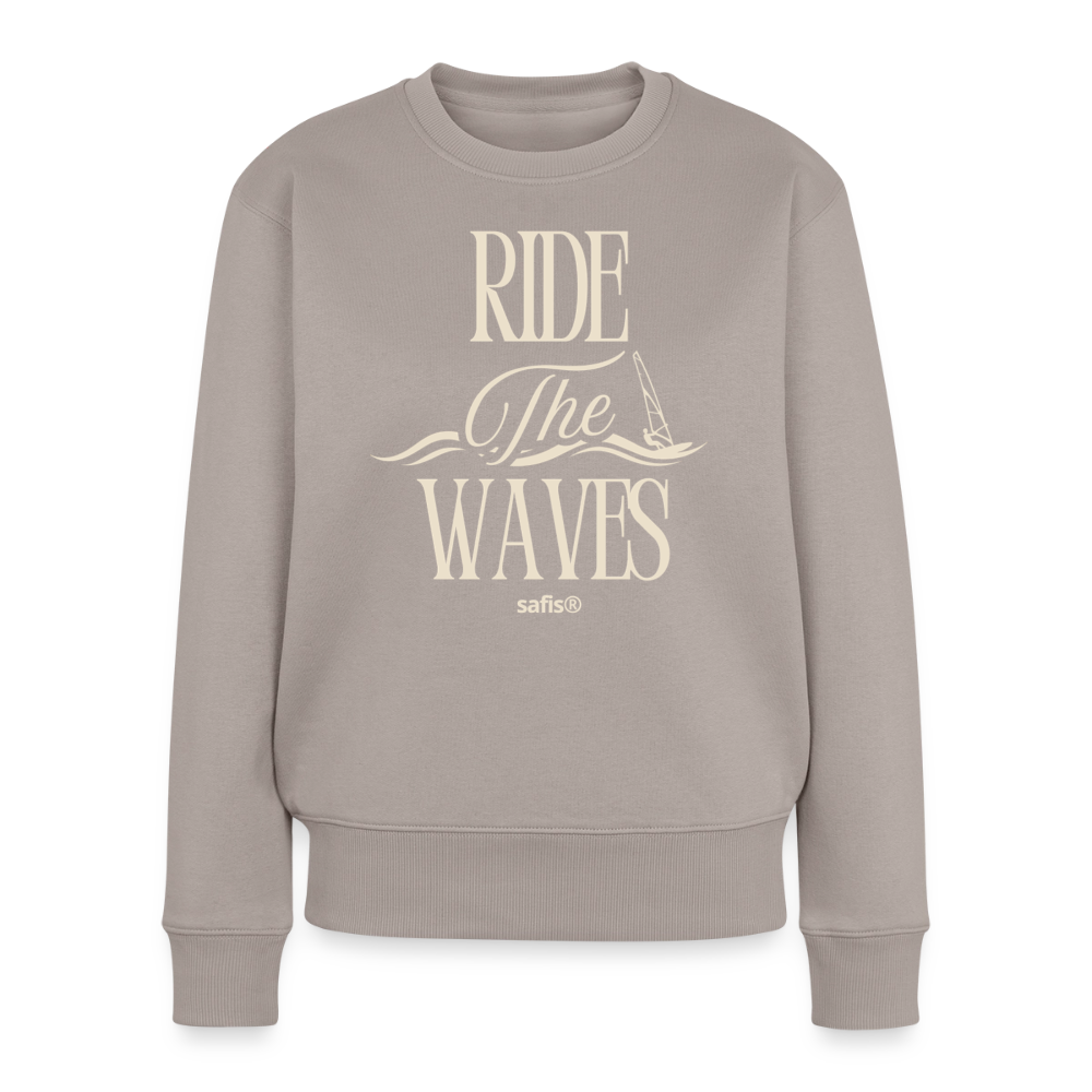 Frauen Premium Pullover -ride the waves- - Taupe