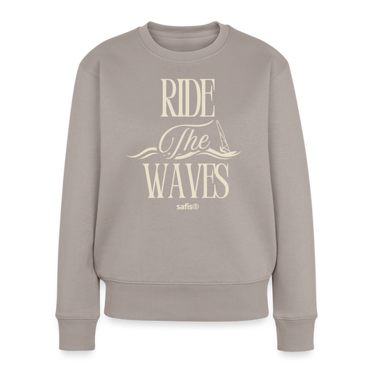Frauen Premium Pullover -ride the waves- - Taupe
