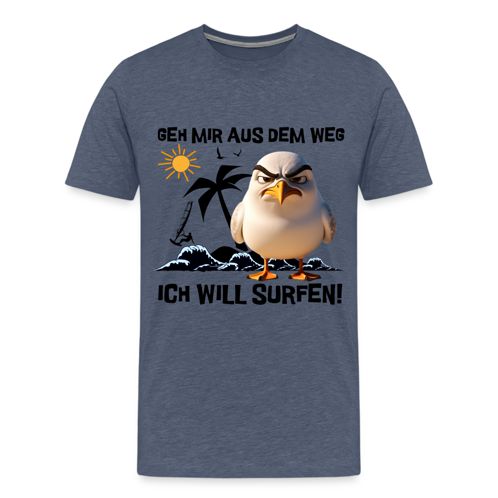 Männer Premium T-Shirt -ich will surfen- - Blau meliert