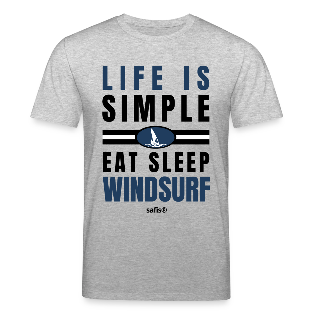 safis Windsurf Shirt Männer -eat sleep windsurf- Unisex Bio-T-Shirt CREATOR - Grau meliert