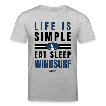 safis Windsurf Shirt Männer -eat sleep windsurf- Unisex Bio-T-Shirt CREATOR - Grau meliert