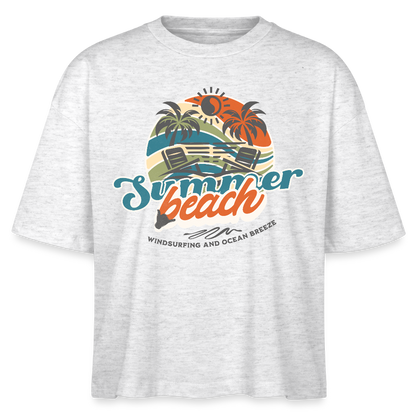 Frauen Boxy Bio-T-Shirt -summer beach- - Weiß meliert