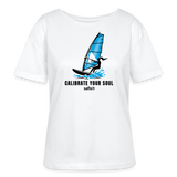 Windsurf Shirt safis® Relaxed Rundhals Frauen Bio-T-Shirt -calibrate your soul- - Weiß