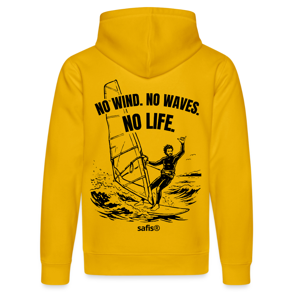 safis® Windsurf Bio-Shirt -no life- Unisex Bio-Hoodie DRUMMER - Spektralgelb