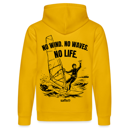 safis® Windsurf Bio-Shirt -no life- Unisex Bio-Hoodie DRUMMER - Spektralgelb