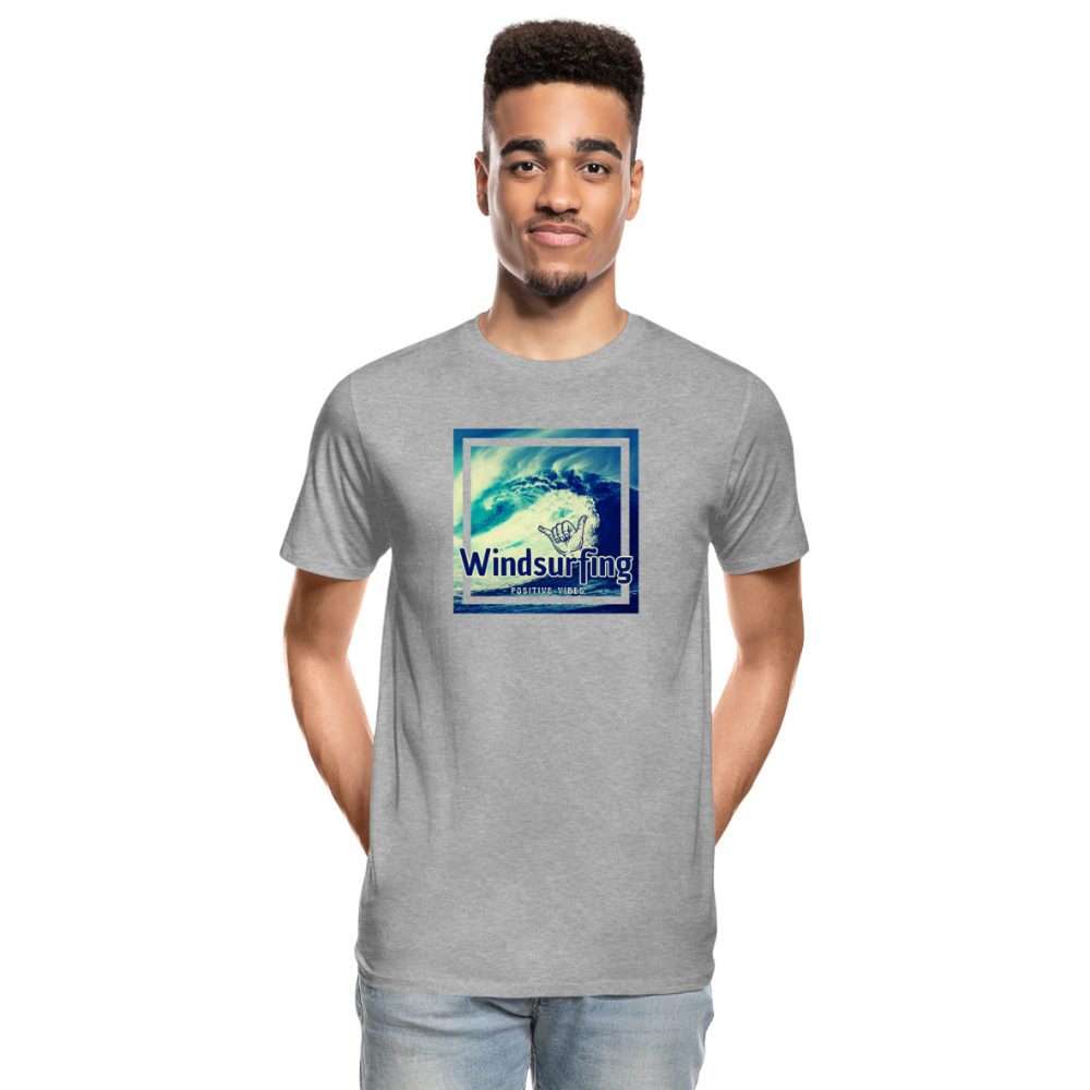 Männer Premium Bio T-Shirt -positive vibes- - Grau meliert
