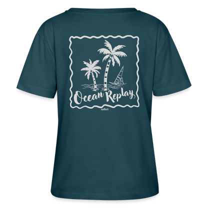 Relaxed Rundhals Frauen Bio-T-Shirt -ocean replay- - Dunkles Petrol