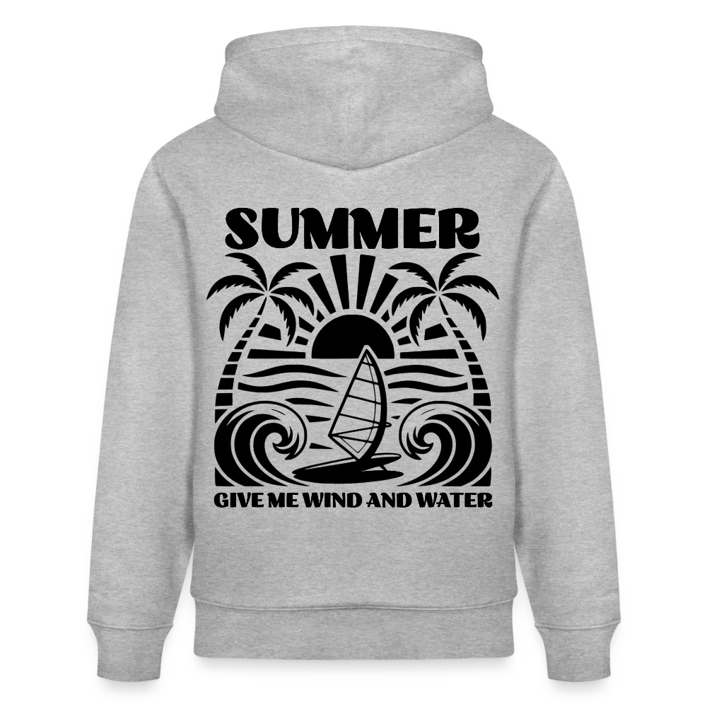 Unisex Bio-Hoodie CRUISER -give me wind and water- - Grau meliert