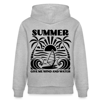 Unisex Bio-Hoodie CRUISER -give me wind and water- - Grau meliert