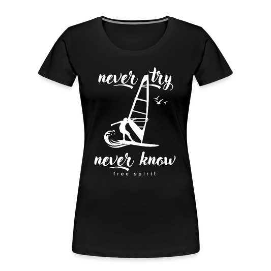 Frauen Premium Bio T-Shirt -never know- - Schwarz
