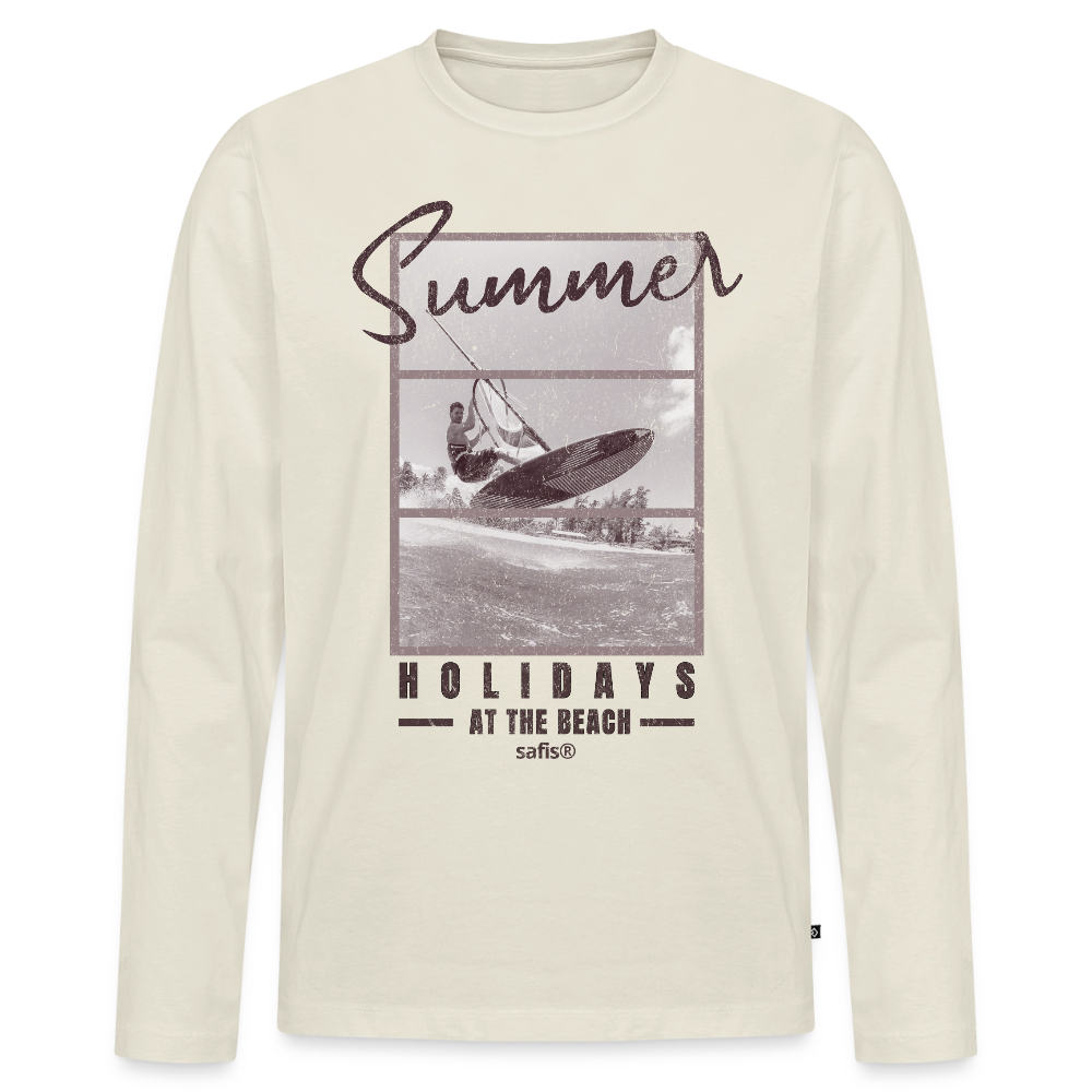 safis Sommer Shirt -holidays- Männer Premium Bio Langarmshirt - Naturweiß