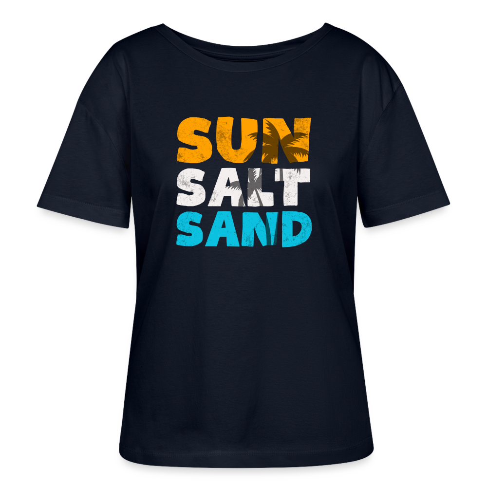 Relaxed Rundhals Frauen Bio-T-Shirt -sun salt sand- - Navy