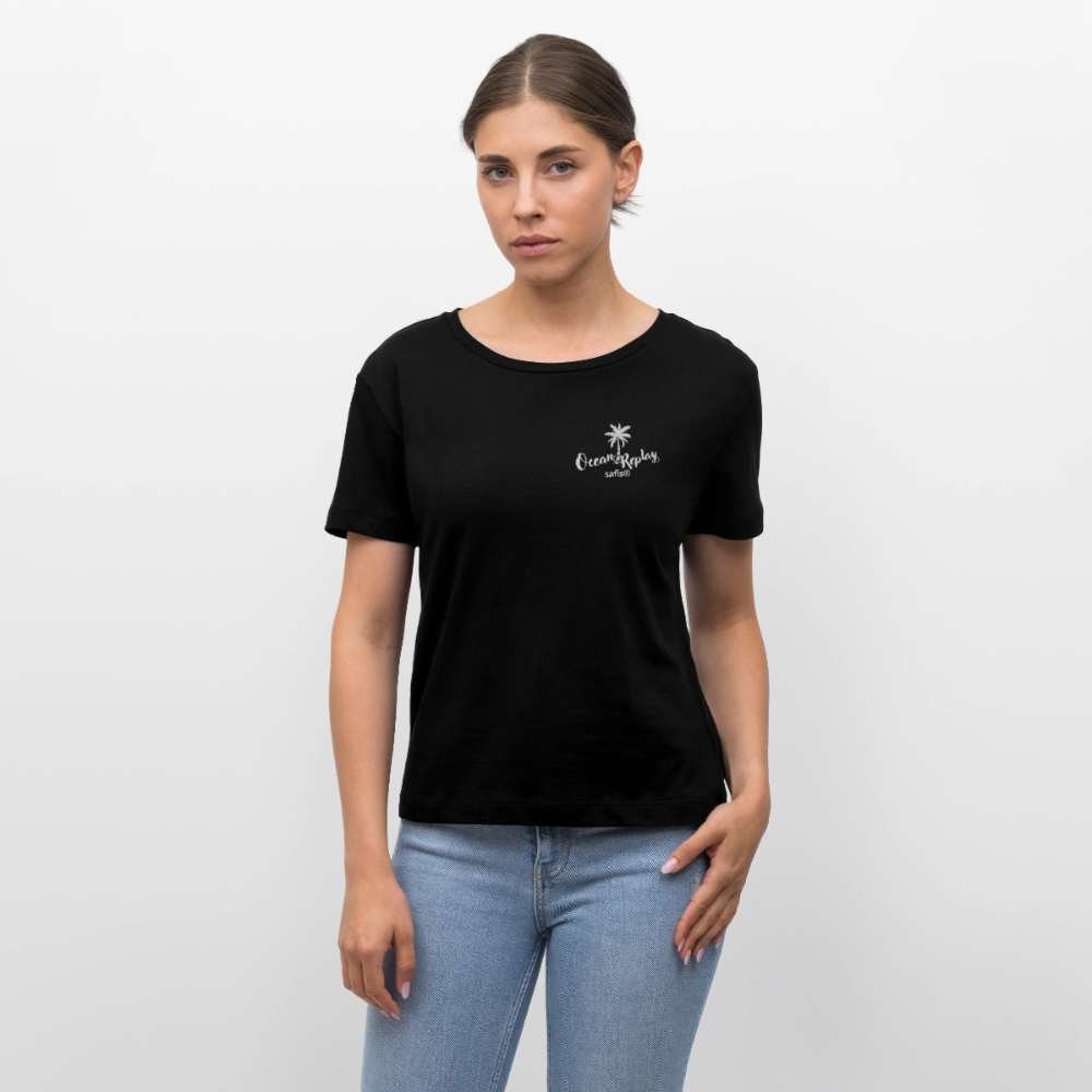 Relaxed Rundhals Frauen Bio-T-Shirt -Ocean replay- - Schwarz