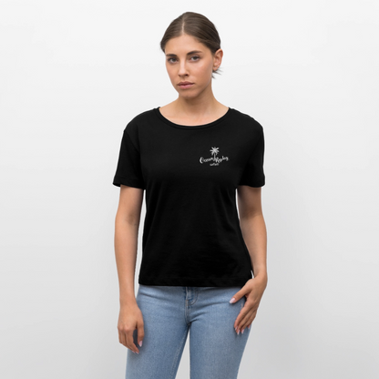 Relaxed Rundhals Frauen Bio-T-Shirt -Ocean replay- - Schwarz