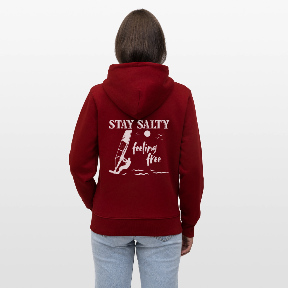 Unisex Bio-Kapuzenjacke CULTIVATOR -stay salty- - Burgunderrot