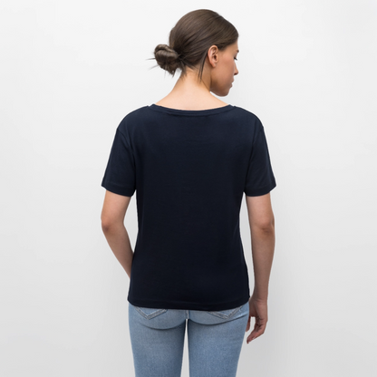 Relaxed Rundhals Frauen Bio-T-Shirt --salt water soul- - Navy