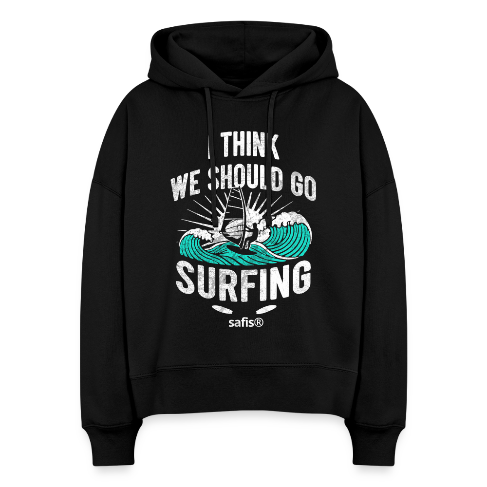 Windsurfing Boxy Frauen Bio Hoodie Nora -surfing- - Schwarz safis®