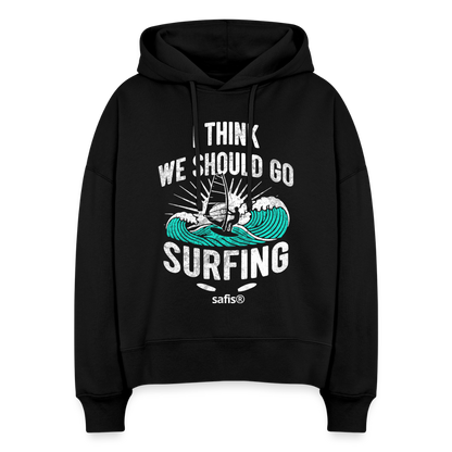 Windsurfing Boxy Frauen Bio Hoodie Nora -surfing- - Schwarz safis®