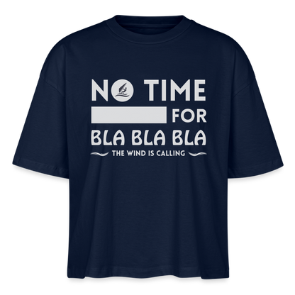 Frauen Boxy Bio-T-Shirt -bla bla bla- - Navy
