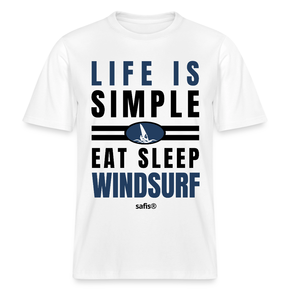 Surfshirt Männer safis -eat sleep windsurf- Relaxed Fit Unisex Bio-T-Shirt - Weiß