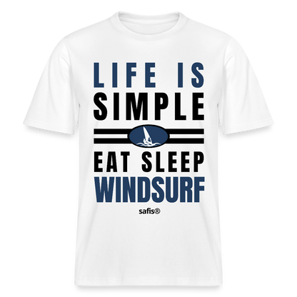Surfshirt Männer safis -eat sleep windsurf- Relaxed Fit Unisex Bio-T-Shirt - Weiß