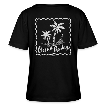 Relaxed Rundhals Frauen Bio-T-Shirt -ocean replay- - Schwarz