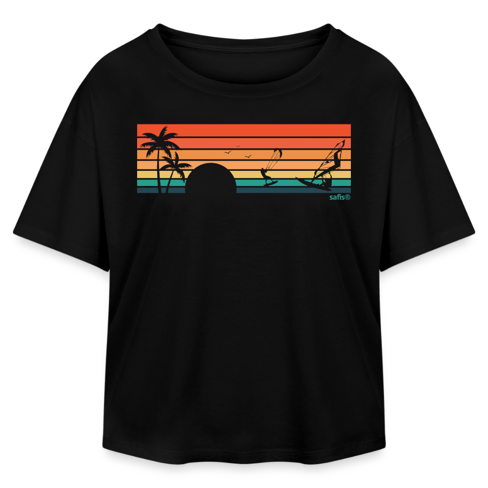 safis® Nachhaltige Windsurf-Kleidung -sunset- Relaxed Fit Frauen Modal Cotton T-Shirt von Stanley/Stella - Schwarz