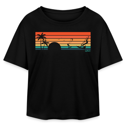 safis® Nachhaltige Windsurf-Kleidung -sunset- Relaxed Fit Frauen Modal Cotton T-Shirt von Stanley/Stella - Schwarz