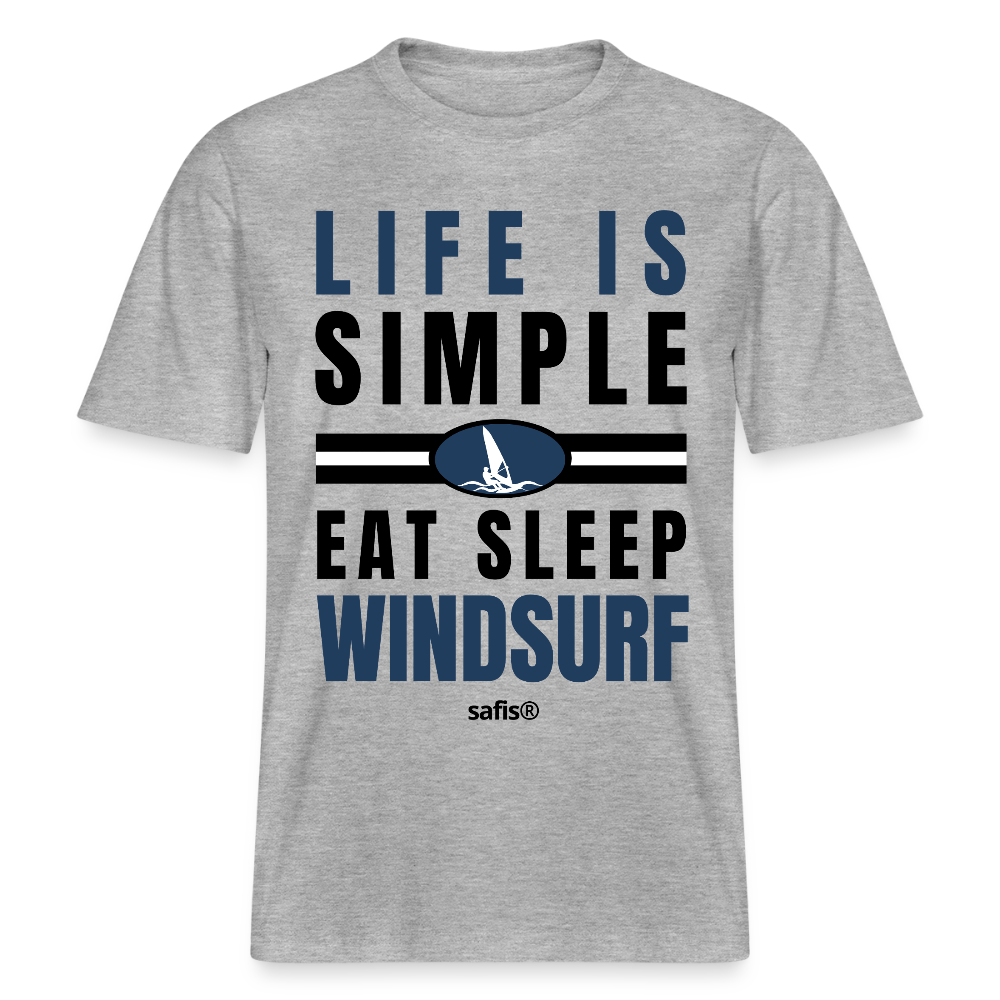 Surfshirt Männer safis  -eat sleep windsurf- Relaxed Fit Unisex Bio-T-Shirt - Grau meliert