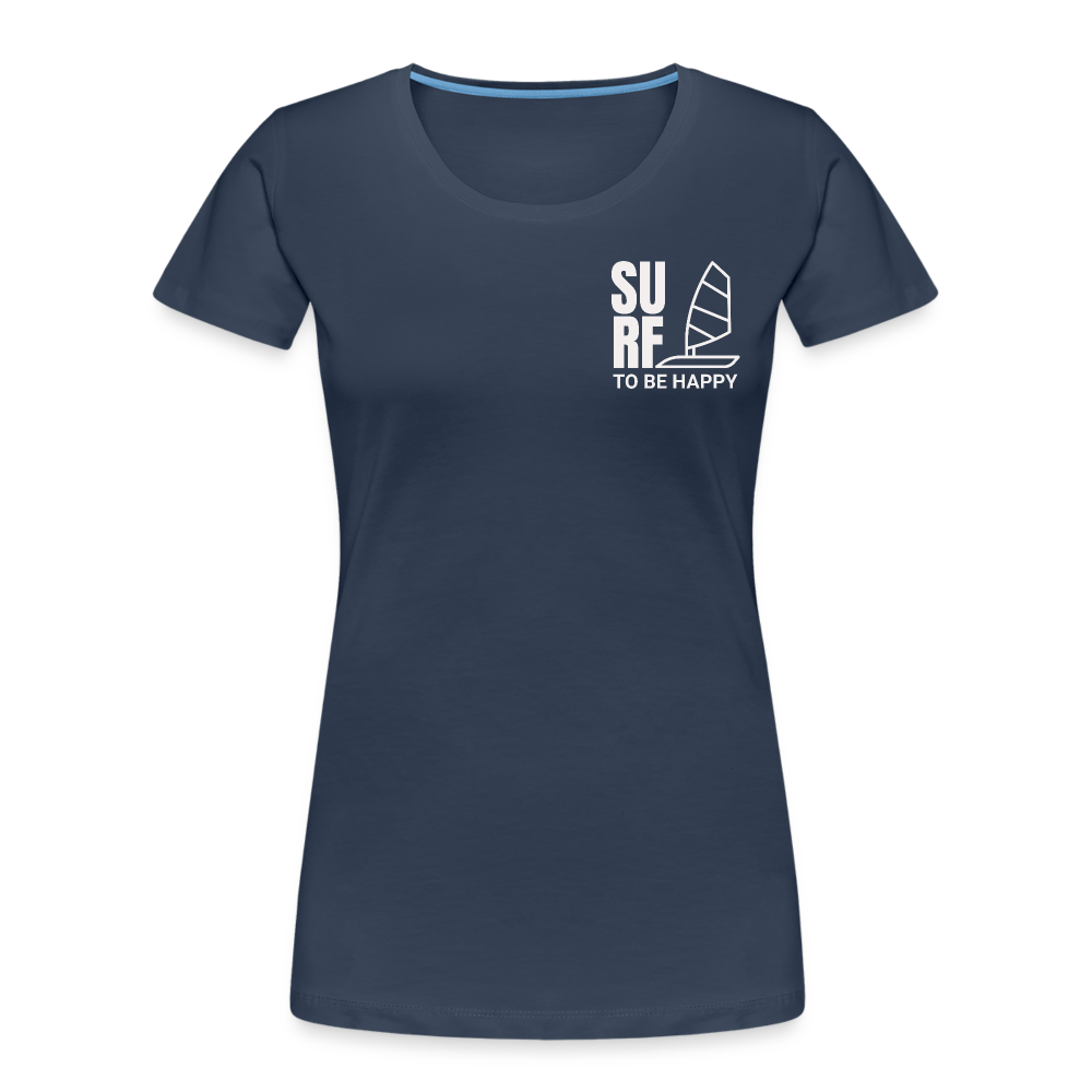 Frauen Premium Bio T-Shirt -surf to be happy- - Navy